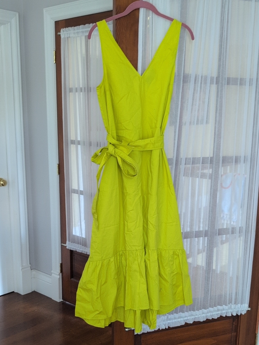 GAP Lime Green V-Neck Tie-Waist Midi Dress New Without Tags Small Petite